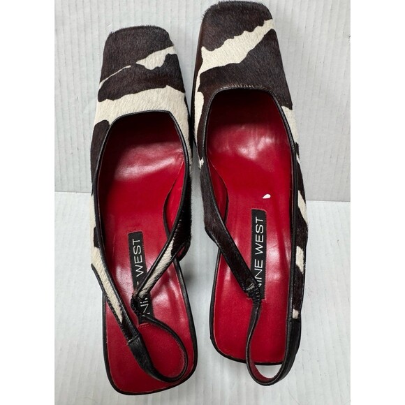 Nine West Cowhide Slingback Square Toe Heels Western Women’s shoe size 9.5 - Picture 5 of 5